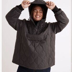 Madewell | NWT Plus Airpuff Quilted Packable Popover Puffer Jacket Coat Coal 2X